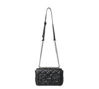 Gaëlle Bolso bandolera acolchado, negro con cadena plateada, diseño de logotipo GG