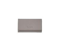 Gaelle Paris Cartera Continental de ecopiel Saffiano, plomo, con logotipo metálico, Plomo, S, Contemporáneo