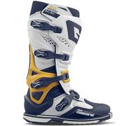 Gaerne SG22 Botas de motocross, blanco/azul/amarillo, Talla 42