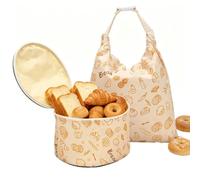 GAESHOW 2 bolsas para pan de cera de abeja reutilizables, bolsa panera de lino algodón, con cierre con hebilla y asa, recipiente de cocina para pan fresco
