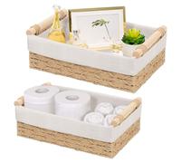 GAESHOW 2 cestas de almacenamiento trenzadas, cestas organizadoras, cestas decorativas para estantes, cestas de almacenamiento para baño, cocina, hogar, escritorio (beige)