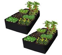GAESHOW 2 Piezas Cama Jardin Elevada de Tela Negra, Cama Elevada de Tela de 180 x 90 x 30 cm, 8 Rejillas de Cultivo de Jardín al Aire Libre, Maceta para Cultivar Hierbas, Flores y Verduras