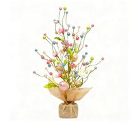 GAESHOW Árbol de Pascua con luces, 45 cm Árbol de ramita de Pascua con huevos, ramas de metal ajustables, decoración Pascua, fiesta de cumpleaños, Navidad, bautizo, huevo de Pascua, luminoso a pilas
