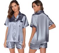 GAESHOW - Conjuntos de pijama de mujer, pijamas de seda y satén para mujer, conjunto de pijama de novia, de botones, ropa de dormir, ropa de estar por casa S-2XL, L