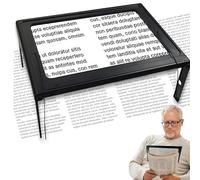GAESHOW Lupa con luz, lente de aumento rectangular con 12 luces LED, lentes de aumento manos libres con cordón y cable USB para leer, reparar y coser