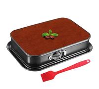 GAESHOW Molde desmontable rectangular 33 x 23 cm, bandeja de horno rectangular con cremallera, molde rectangular abatible, fondo antigoteo, acero al carbono, negro