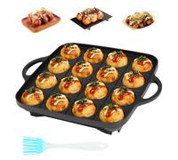 GAESHOW Sartén Takoyaki de 16 agujeros, para hacer bolas de pulpo, sartenes antiadherentes para hornear Takoyaki, sartenes japonesas para huevos crepé, poffertjes, bolas de panqueques, albóndigas de