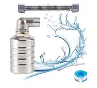 GAESHOW Válvula de Flotador Automática, Válvula de Flotador de Acero Inoxidable, Válvula de Control de Nivel de Agua con Tubo Corrugado de 30 cm (1/2 lado)