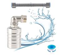 GAESHOW Válvula de Flotador Automática, Válvula de Flotador de Acero Inoxidable, Válvula de Control de Nivel de Agua con Tubo Corrugado de 30 cm (3/4 lado)