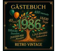 Gästebuch 40. Geburtstag - Retro Vintage | Lebensbaum in Gold & Jubiläumszahlen | 120 Leerseiten für Glückwünsche und Erinnerungen