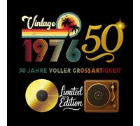 Gästebuch 50. Geburtstag - Vintage 1976 | Limited Edition | Retro Geburtstagsparty Geschenk | Gold & Vinyl Design