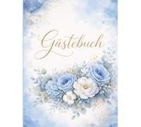Gästebuch Blau Pastell: Eleganz in Aquarell - Edles Hardcover für unvergessliche Feste: raumhaftes Blanko-Album für Hochzeit, Taufe & Geburtstag | 100 ... Floral-Design | Großformat 21 x 28 cm