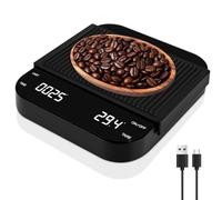 Gaethra Bilancia Cucina Digitale con Temporizador, Bilancia Caffe USB Recargable 3kg/0,1g Portátil con Medición Automática del Tiempo, Bilancia Per Alimenti para Café Espresso y Pour Over