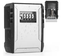 Gaethra Caja fuerte para llaves con código numérico, 4 unidades, resistente al agua, inoxidable, para el hogar, oficina, escuela, garaje y más (tres tarjetas y siete llaves)