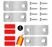 GAEVAZ® Imanes con adhesivos o tornillos para puertas de armario | Cierre magnético fuerte y discreto | Imanes para cierre de puertas cocina, cajones | Fácil instalación (Plata, Pack 2 (1,5x4cm))