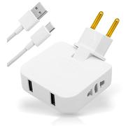 GAEVAZ® Ladron Enchufe Plano con 2 Puertos USB | Enchufe con USB Múltiple Extraplano Ideal Detrás de Muebles, Sofá, Cama o TV | Enchufe Plano Pared Seguro y Compacto (1 Unidad)