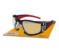 Gafa protectora Red Vision, con cinta para la cabeza, cristal transparente, rojo / negro