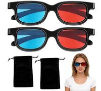 Gafas 3D deportivas con 2 lentes rojos y azules, incluye 2 estuches negros, ideales para cine, videojuegos, TV y proyecciones en 3D