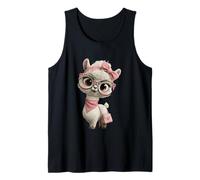 Gafas Baby Alpaca Kawaii Llama Character Pink Leopard Camiseta sin Mangas