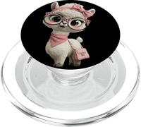 Gafas Baby Alpaca Kawaii Llama Character Pink Leopard PopSockets PopGrip para MagSafe