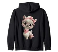 Gafas Baby Alpaca Kawaii Llama Character Pink Leopard Sudadera con Capucha