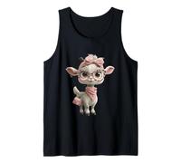 Gafas Baby Goat Kawaii Character Pink Leopard de Cuerpo Entero Camiseta sin Mangas