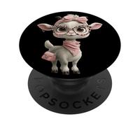 Gafas Baby Goat Kawaii Character Pink Leopard de Cuerpo Entero PopSockets PopGrip Adhesivo