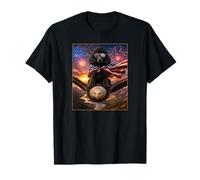 Gafas con diseño de Perro caniche Negro sobre águila Calva con Bandera Americana Camiseta