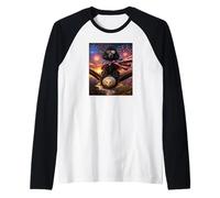 Gafas con diseño de Perro caniche Negro sobre águila Calva con Bandera Americana Camiseta Manga Raglan