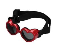 Gafas con Forma De Corazón para Perros: Negro, Y Rojo, Correa Ajustable, Gafas De Sol para Aventuras Al Aire Libre | Protección Ocular para Cachorros, Parasoles para Perros, GafasPara Ma