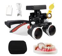 Gafas De Aumento Dentales De 2.5x/3.5x, Lupas Binoculares Dentales Con Luz Led De 5w, Distancia Interpupilar Ajustable De 53-65mm, 4 Niveles De Brillo Ajustable, Odontología Y Laboratorio B-3.5X