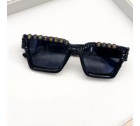 Gafas de - Brillantes con Montura Negra y Patillas con Estrás para Fiestas de , Prom, Noches de - Gafas de Novedad para Hombres (Decorativas)