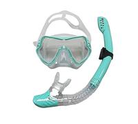 Gafas de buceo Snorkeling Dos tubos de respiración para hombre y mujer Gafas de buceo de gel de silicona con marco grande (Clear, A)