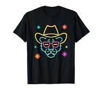 Gafas de Cara de león de Vaquero Divertido gráfico Occidental Animal Rosa Camiseta