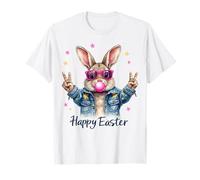 Gafas de chicle con forma de conejo de pascua Happy Easter Rabbit 2025, signo de la paz Camiseta