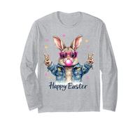 Gafas de chicle con forma de conejo de pascua Happy Easter Rabbit 2025, signo de la paz Manga Larga