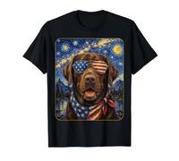 Gafas de Chocolate con diseño de Perro Labrador Retriever con Bandera de Estados Unidos Camiseta gráfica económica, Hombre, Negro, L