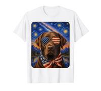 Gafas de Chocolate con diseño de Perro Labrador Retriever con Bandera de Estados Unidos Camiseta gráfica económica, Hombre, Blanco, M