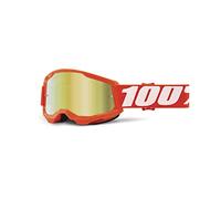 Gafas de Ciclismo 100% Strata 2 Youth, Naranja/Blanco, Lente Espejo Amarillo