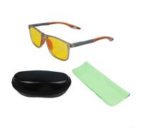 Gafas de conducción nocturna anti luz azul amarillo lente reducción de deslumbramiento para niebla lluvia visión segura ajuste cómodo marco TR con funda de tela (naranja)