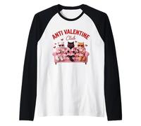 Gafas de corazón Anti Valentine Club con diseño de Gatos Camiseta Manga Raglan