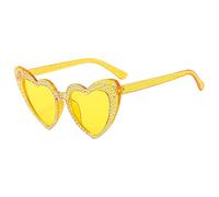 Gafas de corazón con diamantes de imitación: diseño brillante en forma de amor, gafas de sol retro elegantes y modernas, pantallas ligeras de protección UV de 6,06 pulgadas | Accesorio perfecto para g