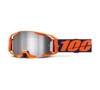Gafas de motocross 100% ARmatic Naranja Neón con plexiglás espejo plateado