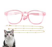 Gafas de disfraz para mascotas, gafas de disfraz de gato y perro con cadena, accesorios para fotos para interiores y exteriores, juego de rol, gorro de alegría para cachorros de 15 libras para