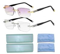 Gafas de distancia Paquete de 2 gafas de lectura con zoom inteligente Lentes antiluz azul autoajustables con enfoque automático - Dorado y plateado con estuches y paños de limpieza distancia multifoc