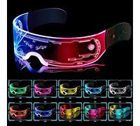 Gafas de Fiesta Disco Ciberpunk Gafas Luminosas LED Futuristas para una Divertida Deco de Fiesta de Cumpleaños con Temática Neón, accesorio para Fotomatón, Novedosas Gafas para Fiestas Navideña