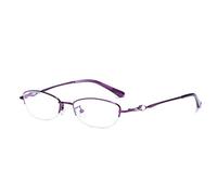 Gafas de Lectura,Anti Blue Light Gafas de Lectura,Gafas de Ordenador A Prueba de Rayos UV,Moda Portátil,Gafas de Lectura de Medio Marco de Metal,Resina HD,Dioptría (+3.75,Purple)
