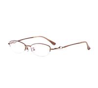 Gafas de Lectura,Anti Blue Light Gafas de Lectura,Gafas de Ordenador A Prueba de Rayos UV,Moda Portátil,Gafas de Lectura de Medio Marco de Metal,Resina HD,Dioptría (+1.50,Brown)