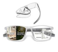 Gafas de Lectura Anti Luz Azul Para Hombre Y Mujer, Lentes de Lectura Ultraligera Y Cómodas Contra, Gafas de Presbicia Multifocales Progresivas, TR90, Flexibles(Transparent/Gray,2.5x)