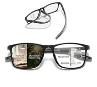 Gafas de Lectura Anti Luz Azul Para Hombre Y Mujer, Lentes de Lectura Ultraligera Y Cómodas Contra, Gafas de Presbicia Multifocales Progresivas, TR90, Flexibles(Black/Gray,4.0x)